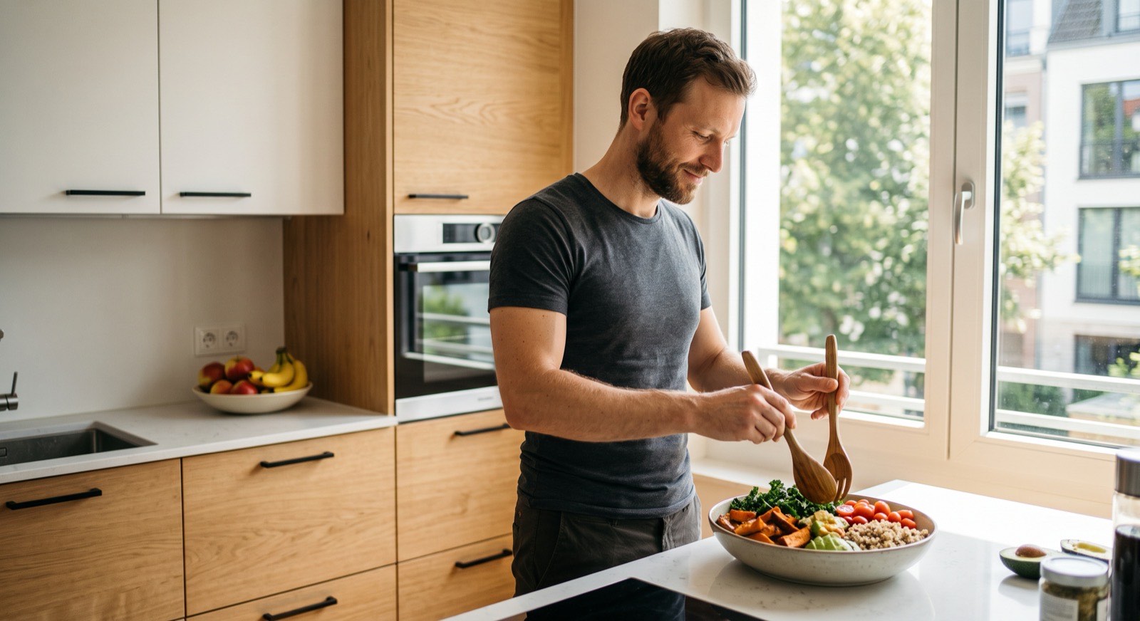 Preparing a balanced bowl at home