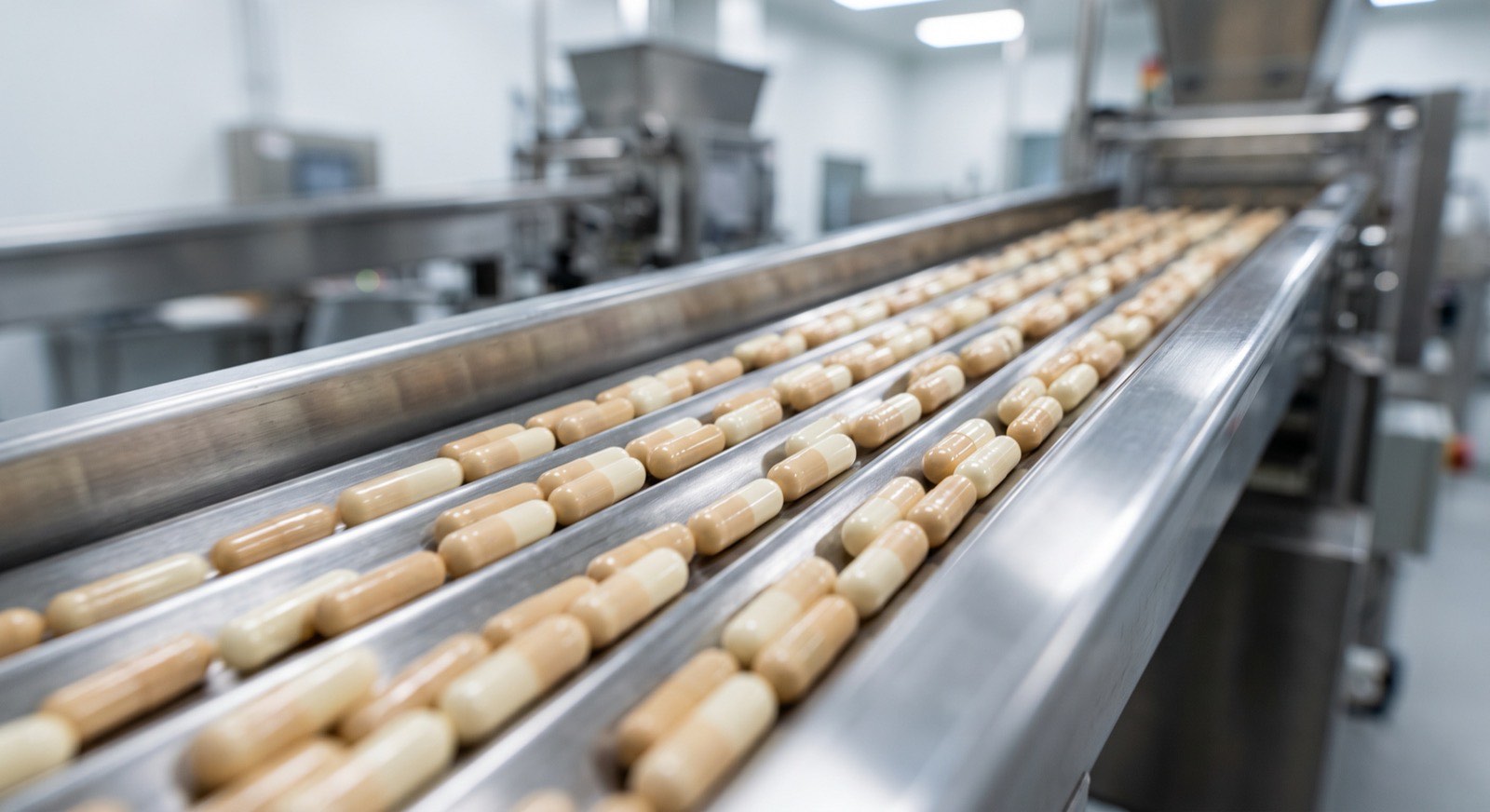 Capsules on the inspection conveyor